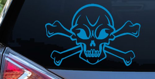 Skull and Cross Bones Skulls Car or Truck Window Decal Sticker (Blue)