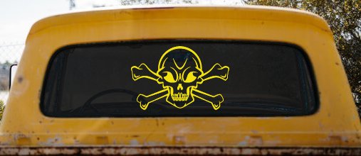 Skull Cross Bones Decal Sticker for Car Truck Window Vinyl (Yellow)
