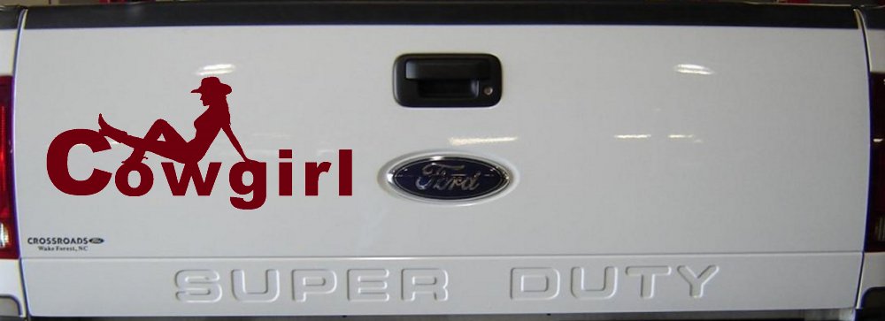 Cowgirl text with a Cowgirl Western Farm Ranch Car or Truck Window Decal Sticker