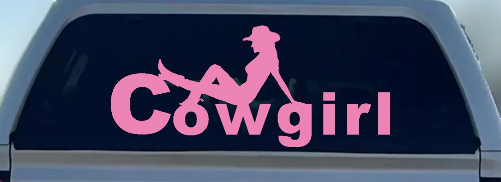 Cowgirl text with a Cowgirl Western Farm Ranch Car or Truck Window Decal Sticker