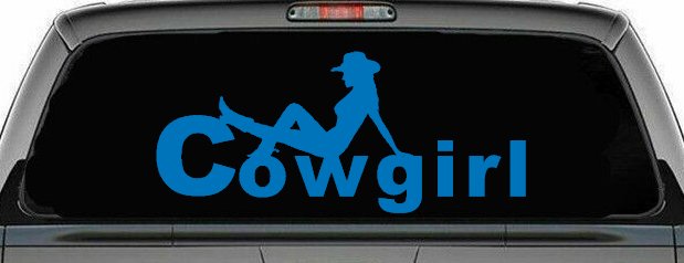 Cowgirl text with a Cowgirl Western Farm Ranch Car or Truck Window Decal Sticker