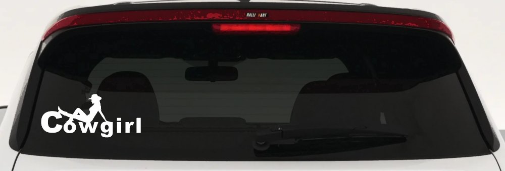 Cowgirl text with a Cowgirl Western Farm Ranch Car or Truck Window Decal Sticker