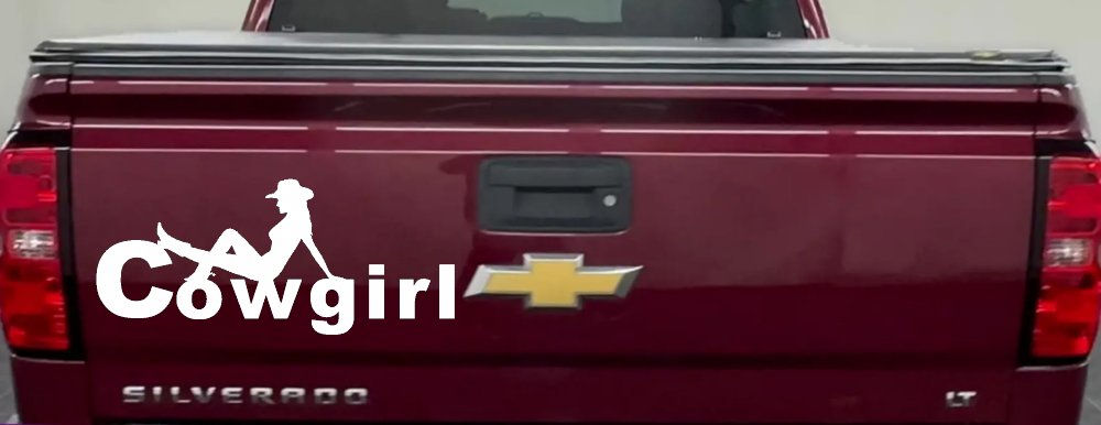 Cowgirl text with a Cowgirl Western Farm Ranch Car or Truck Window Decal Sticker