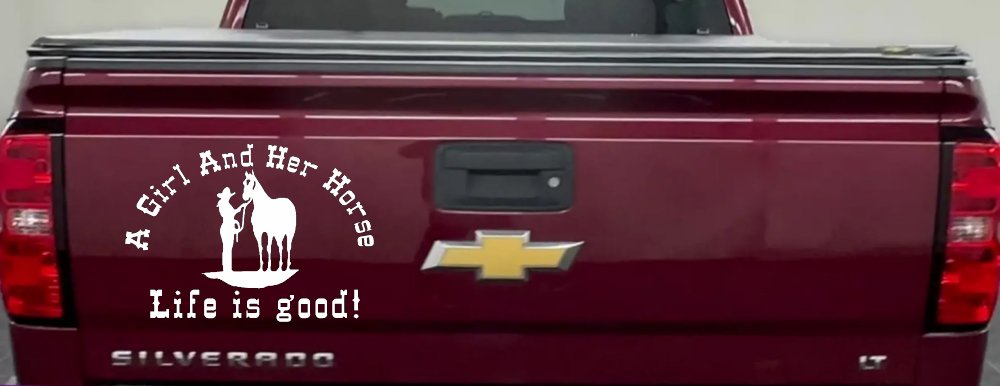 Cowgirl A Girl And her Horse Life is Great Western Farm Ranch and Rodeo Car or Truck Window Decal Sticker (White)