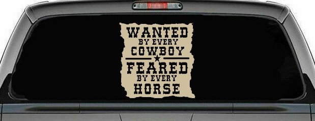 Wanted By Cowboys Feared By Horses Western Rodeo Car or Truck Window Decal Sticker (Desert Sand)