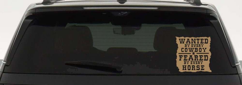 Wanted By Cowboys Feared By Horses Western Rodeo Car or Truck Window Decal Sticker (Light Brown)