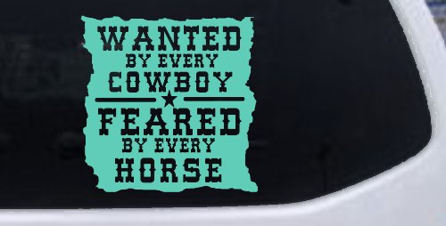 Wanted By Cowboys Feared By Horses Western Rodeo Car or Truck Window Decal Sticker (Mint)
