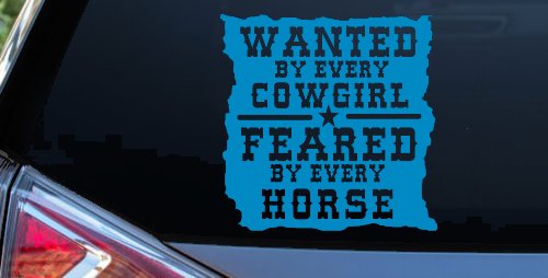 Wanted By Cowgirls Feared By Horses Western Rodeo Car or Truck Window Decal Sticker