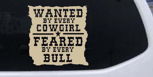 Wanted By Cowgirls Feared By Bulls Western Rodeo Car or Truck Window Decal Sticker