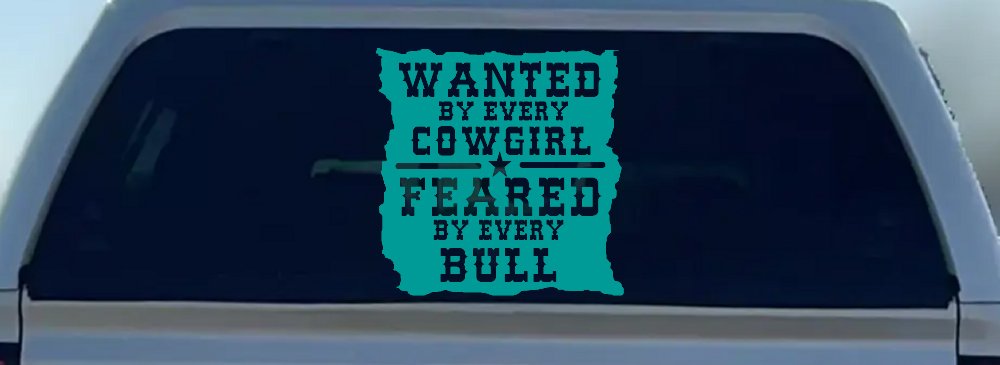 Wanted By Cowgirls Feared By Bulls Western Rodeo Car or Truck Window Decal Sticker