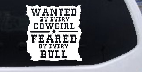 Wanted By Cowgirls Feared By Bulls Western Rodeo Car or Truck Window Decal Sticker
