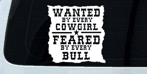 Wanted By Cowgirls Feared By Bulls Western Rodeo Car or Truck Window Decal Sticker