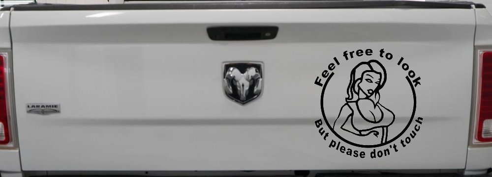 Feel Free to Look But Please Don't Touch Girl Car or Truck Window Decal Sticker (Black)