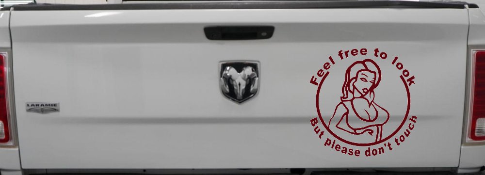 Feel Free to Look But Please Don't Touch Girl Car or Truck Window Decal Sticker (Purple Red)