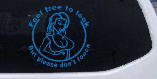 Feel Free to Look But Please Don't Touch Girl Car or Truck Window Decal Sticker (Sky Blue)