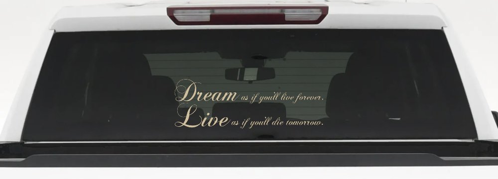Dream as if youll live forever Car or Truck Window Decal Sticker (Desert Sand)