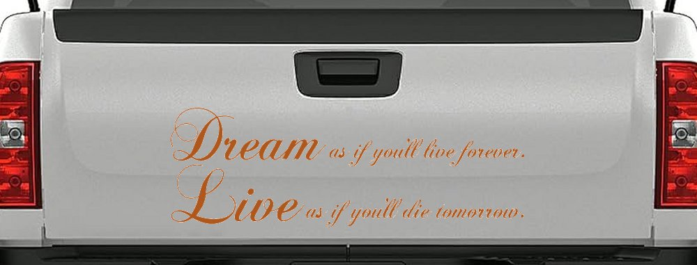 Dream as if youll live forever Car or Truck Window Decal Sticker (Nut Brown)