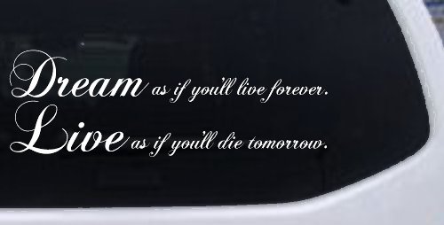 Dream as if youll live forever Car or Truck Window Decal Sticker (White)