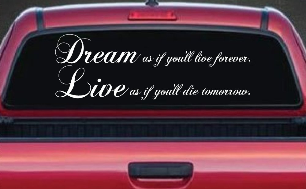 Dream as if youll live forever Car or Truck Window Decal Sticker (White)