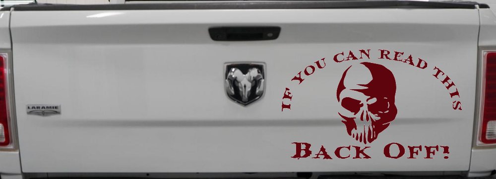 If You Can Read This Back Off Skull Car or Truck Window Decal Sticker (Purple Red)