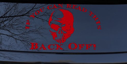 If You Can Read This Back Off Skull Car or Truck Window Decal Sticker (Red)