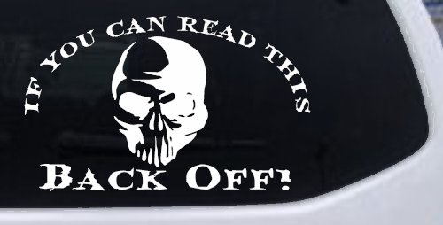 If You Can Read This Back Off Skull Car or Truck Window Decal Sticker
