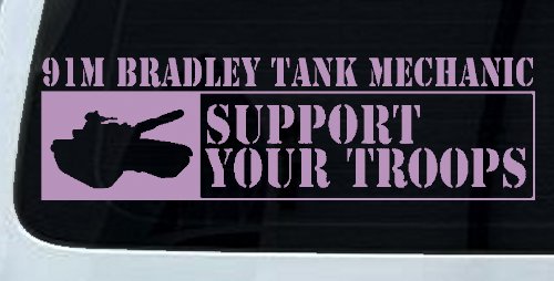 91M Bradley Tank Mechanic Military Car or Truck Window Decal Sticker (Lilac)