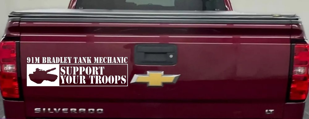 91M Bradley Tank Mechanic Military Car or Truck Window Decal Sticker (White)