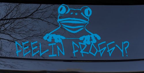 Feelin Froggy Feeling Frog Car or Truck Window Decal Sticker (Blue)