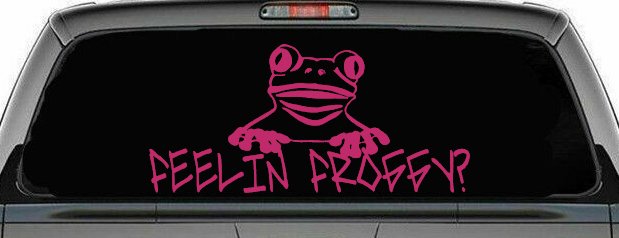 Feelin Froggy Feeling Frog Car or Truck Window Decal Sticker (Hot Pink)