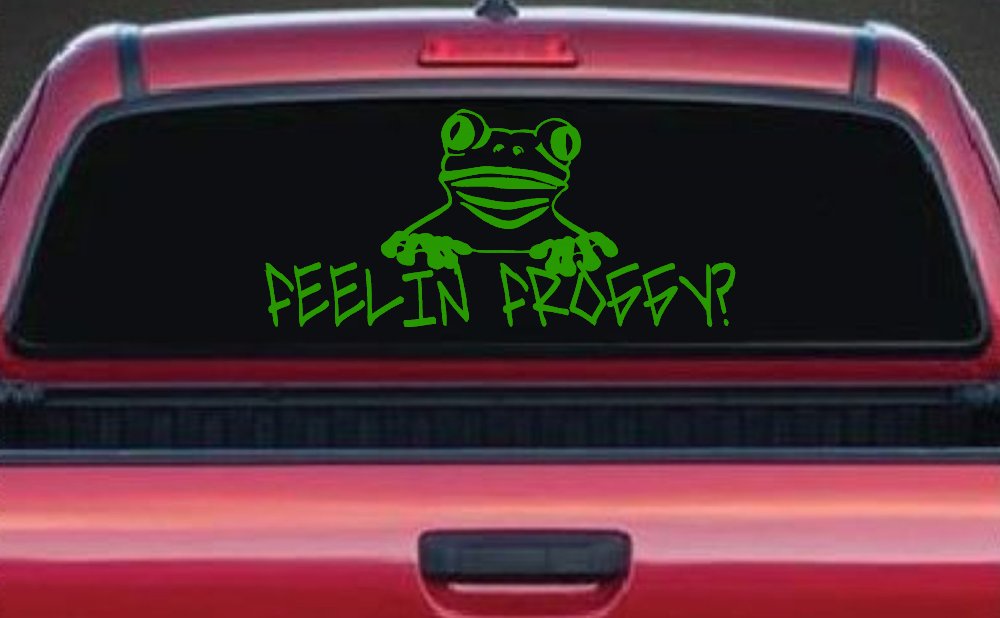 Feelin Froggy Feeling Frog Car or Truck Window Decal Sticker (Lime)