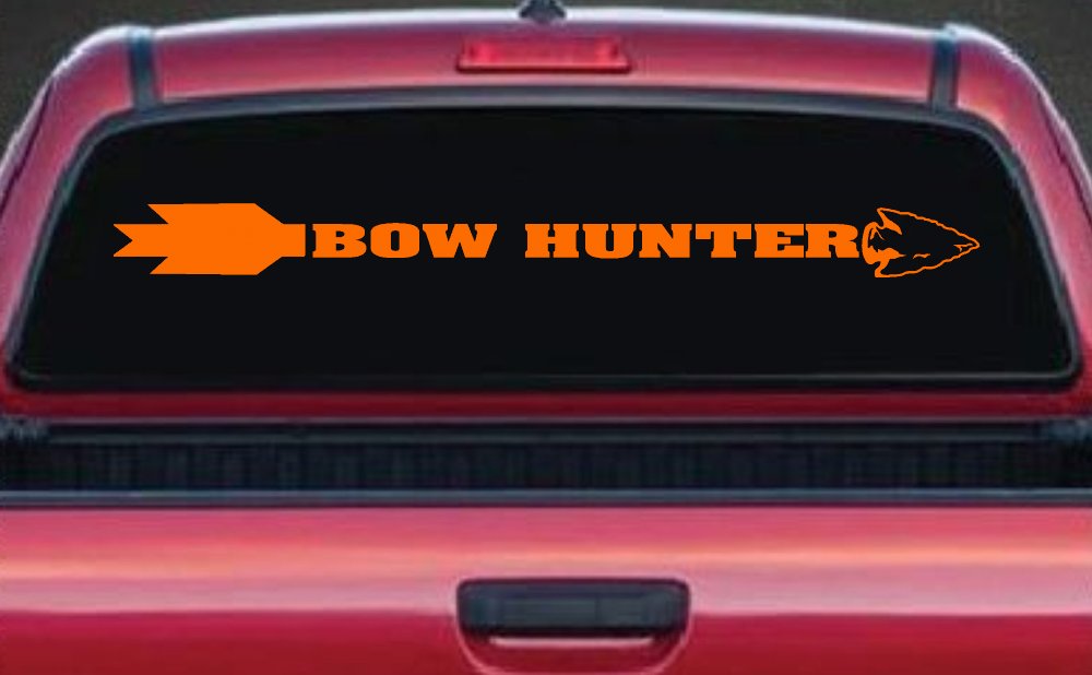 Bow Hunter Hunting Car or Truck Window Decal Sticker (Orange)