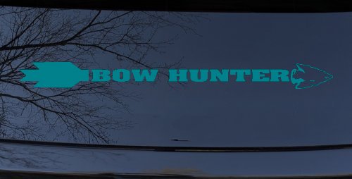 Bow Hunter Hunting Car or Truck Window Decal Sticker (Turquoise Blue)