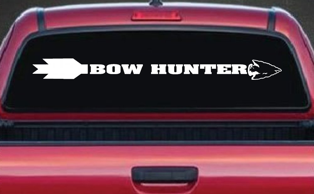 Bow Hunter Hunting Car or Truck Window Decal Sticker (White)