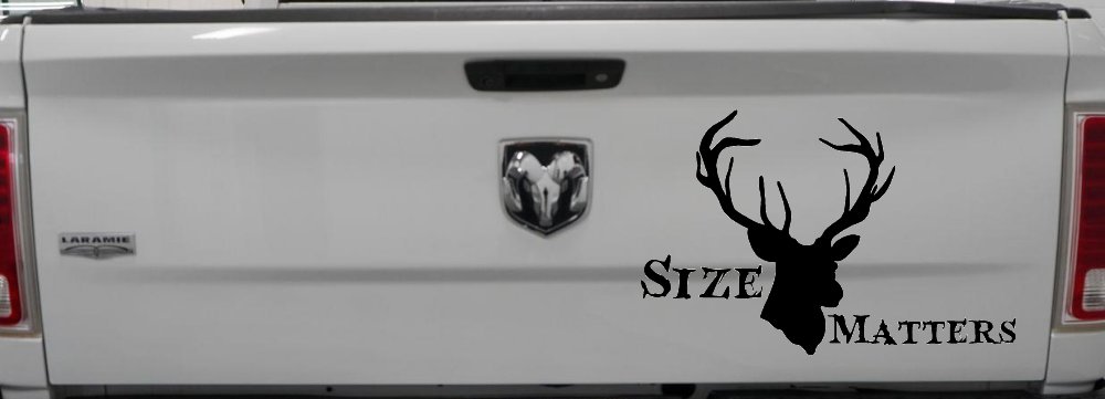 Size Matters Big Buck Deer Hunting Car or Truck Window Decal Sticker
