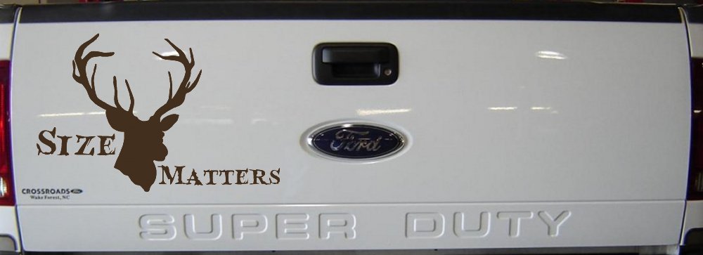 Size Matters Big Buck Deer Hunting Car or Truck Window Decal Sticker