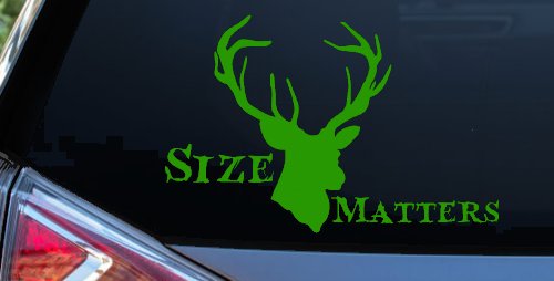 Size Matters Big Buck Deer Hunting Car or Truck Window Decal Sticker (Lime)