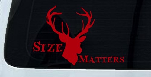 Size Matters Big Buck Deer Hunting Car or Truck Window Decal Sticker (Red)