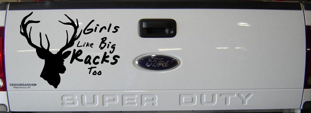 Girls Like Big Racks Too Deer Hunting Car or Truck Window Decal Sticker (Black)
