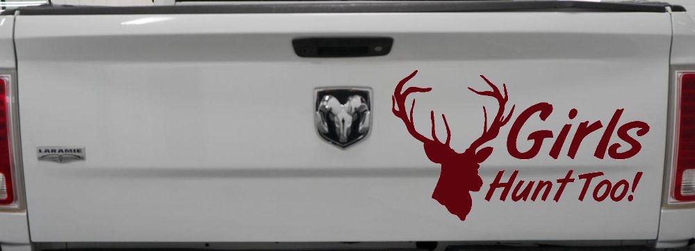 Girls Hunt Too Deer Hunting Car or Truck Window Decal Sticker