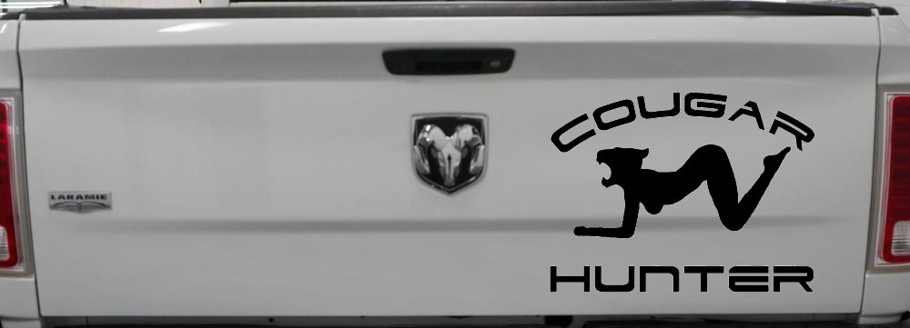 Cougar Hunter Funny Car or Truck Window Decal Sticker (Black)