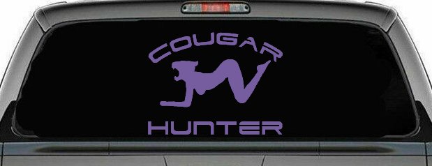 Cougar Hunter Funny Car or Truck Window Decal Sticker (Purple)