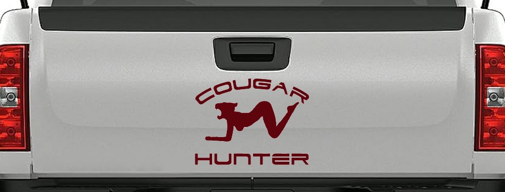 Cougar Hunter Funny Car or Truck Window Decal Sticker (Purple Red)