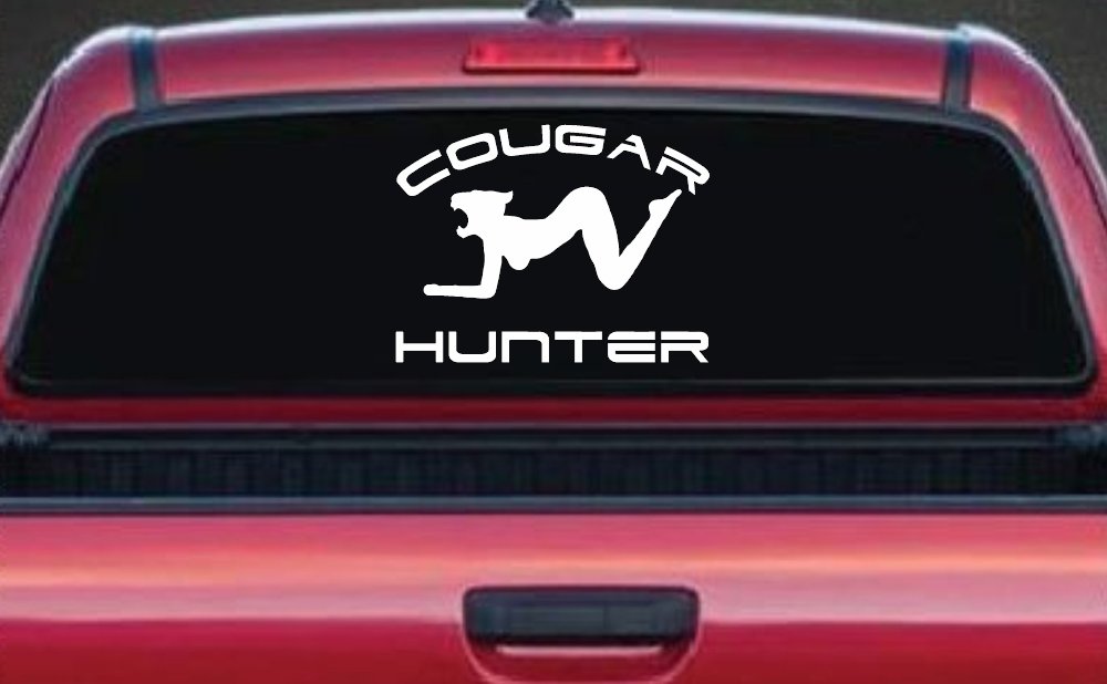 Cougar Hunter Funny Car or Truck Window Decal Sticker