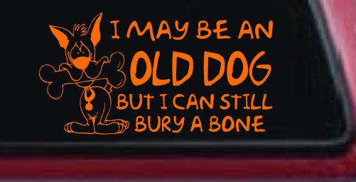 Funny I May Be An Old Dog But I Can Still Bury A Bone Car or Truck Window Decal Sticker