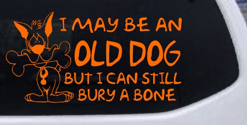 Funny I May Be An Old Dog But I Can Still Bury A Bone Car or Truck Window Decal Sticker