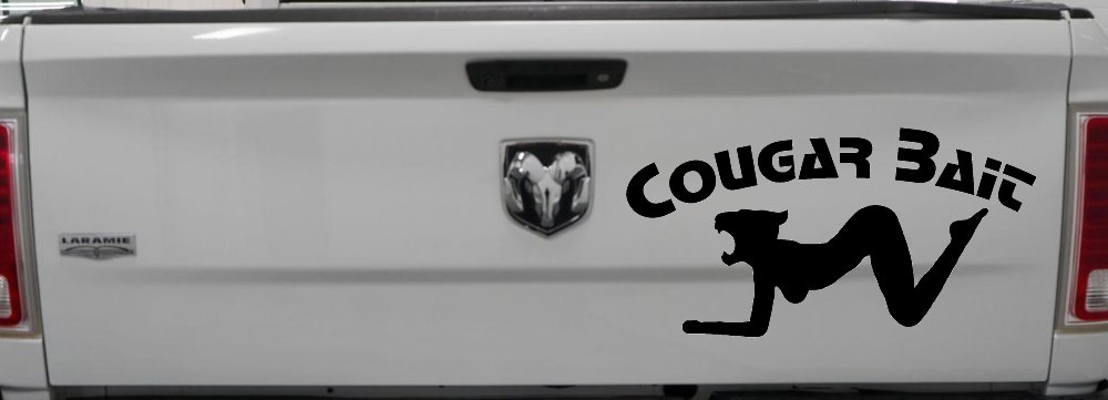 Cougar Bait Funny Car or Truck Window Decal Sticker (Black)