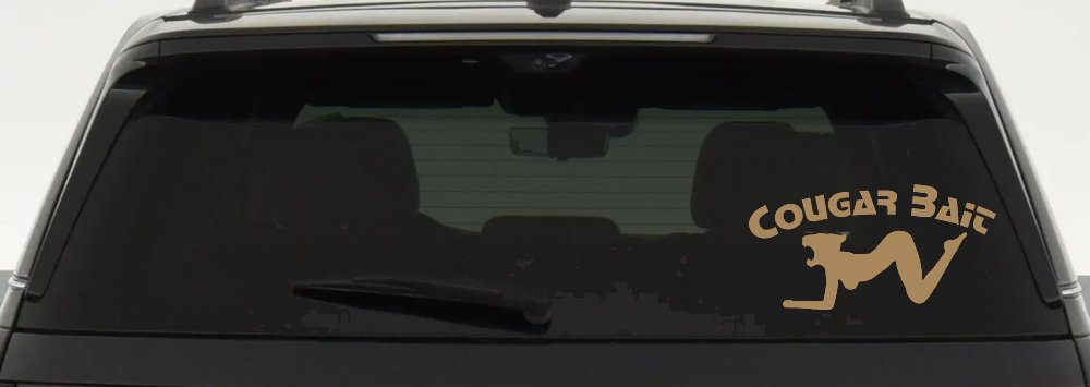 Cougar Bait Funny Car or Truck Window Decal Sticker (Light Brown)