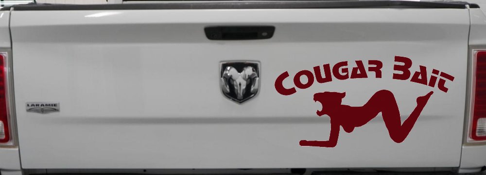 Cougar Bait Funny Car or Truck Window Decal Sticker (Purple Red)