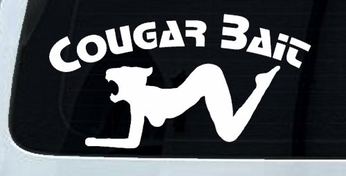 Cougar Bait Funny Car or Truck Window Decal Sticker (White)